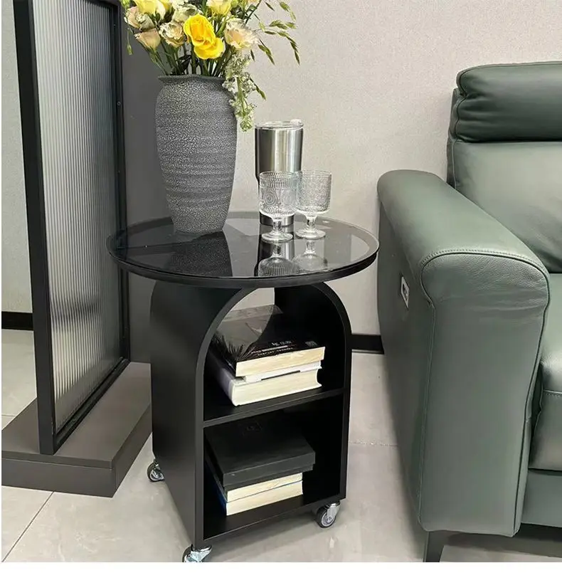 

Modern Creative Cream Style Sofa Table Glass Sides Contemporary Living Room Bedroom Bedside Small Table Removable Coffee Table