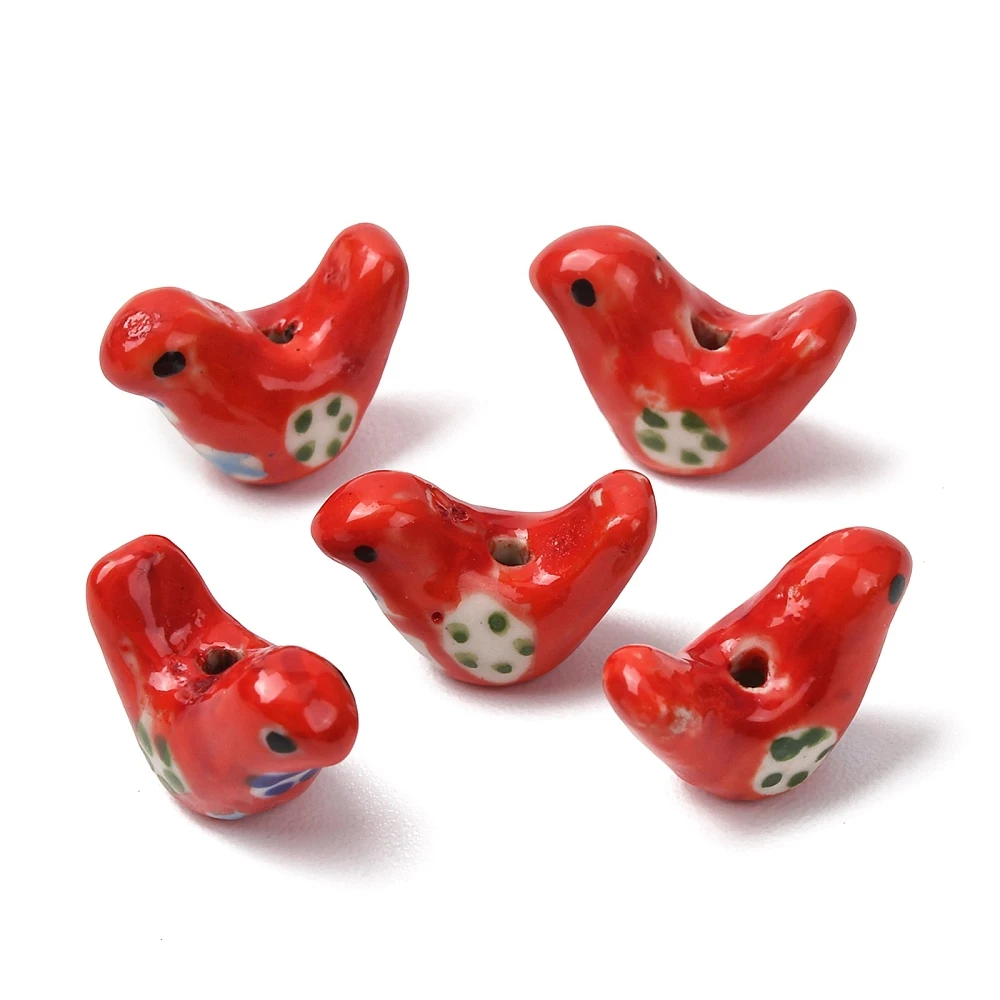 PandaHall 10 Stück handgefertigte bedruckte Porzellan-Taubenperlen, handbemalte Keramik-Anhänger für DIY-Halsketten, Schmuckherstellung und Bastelarbeiten – Detail 23