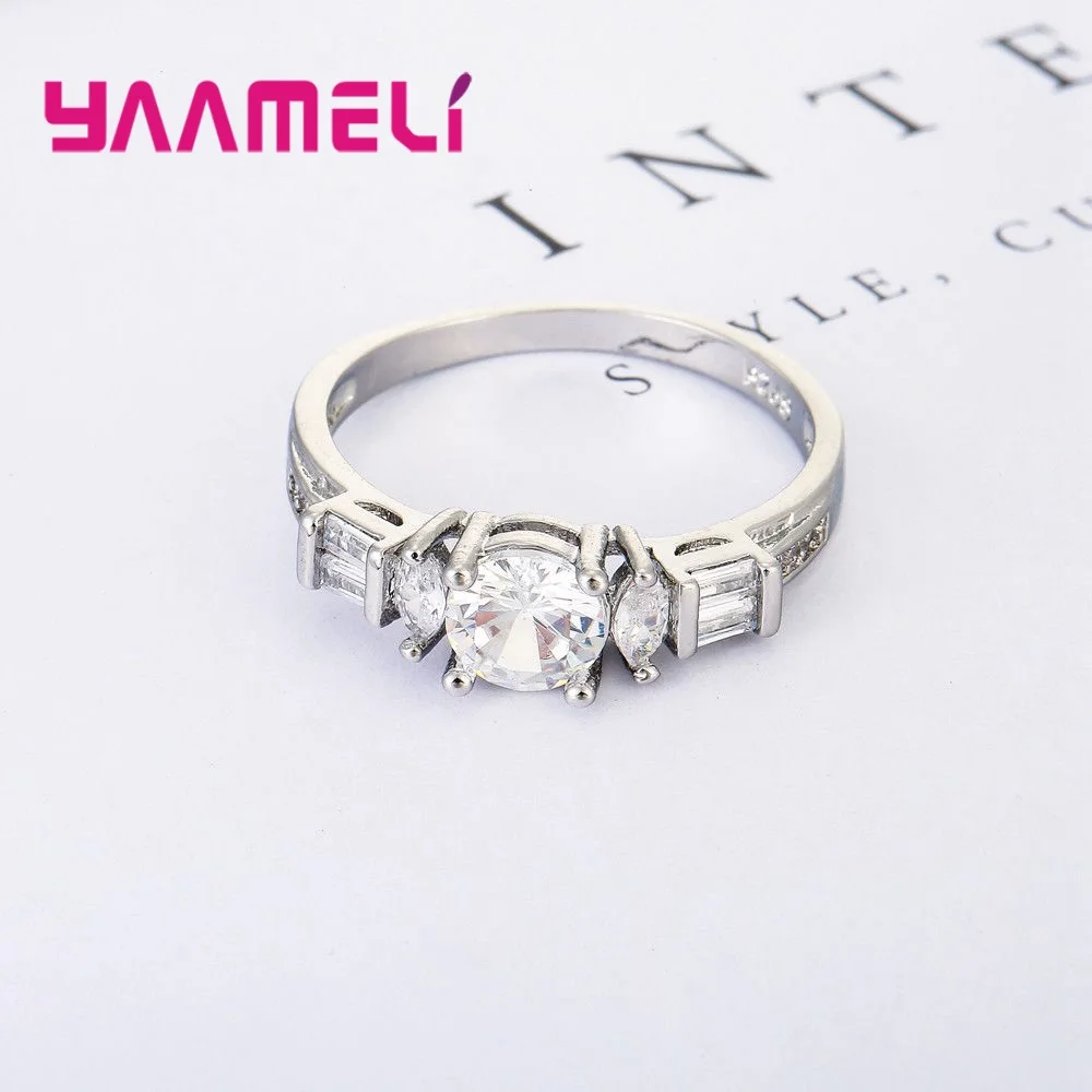 Wedding/Engagement Real 925 Sterling Silver Finger Rings Good Quality Cubic Zirconia Crystal Jewelry For Women Bridal