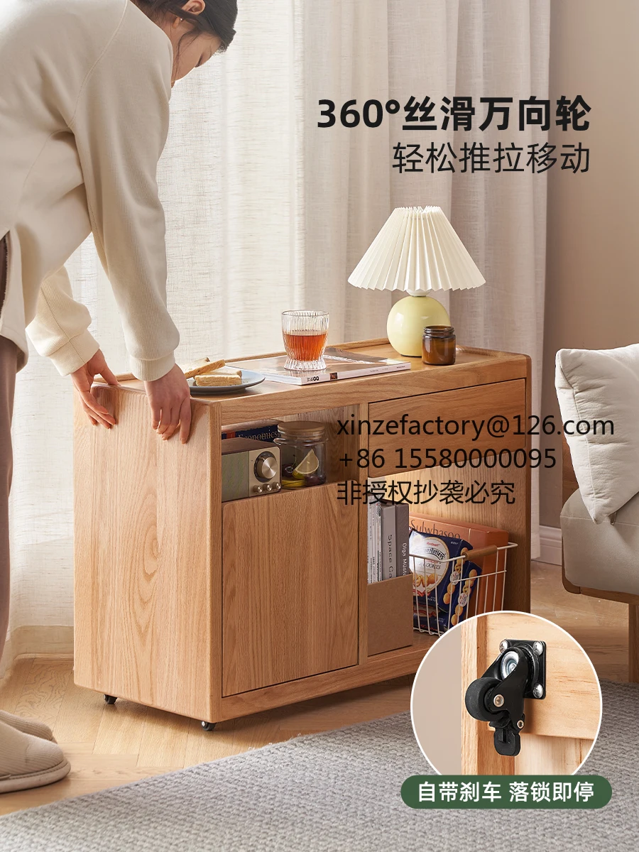 Factory Direct 2026 Top RatedSolid wood bookcase locker low cabinet table mobile storage locker sofa side cabinet L7189