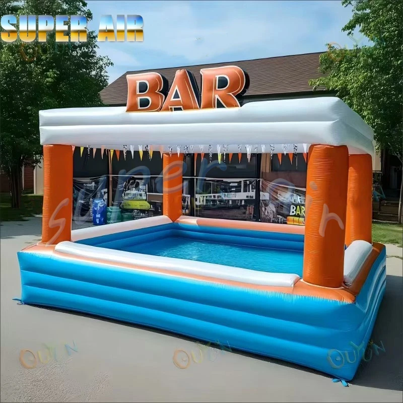 ปาร์ตี้ที่ถูกระงับน้ําฉลองบาร์พีวีซีพองในสนามหลังบ้าน