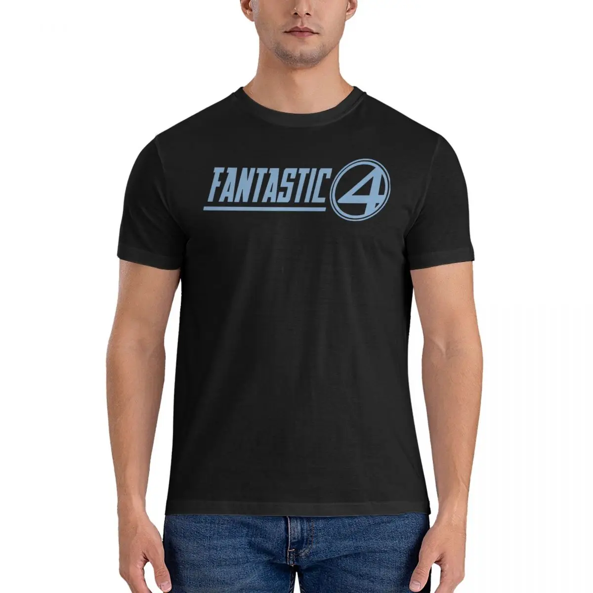 Fantastic 4 T-Shirt Men Marvel Fantastic Four Funny Pure Cotton Tee Shirt Crewneck Short Sleeve T Shirts 6XL Clothes