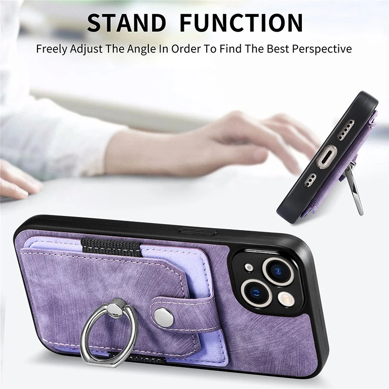 Card Slot Stand Wallet Case For Xiaomi POCO M5S M5 M4 Pro 5G M3 X4 Pro X3 GT F3 F4 Mi 12T 11T 13 12 11 Lite Back Cover With Ring