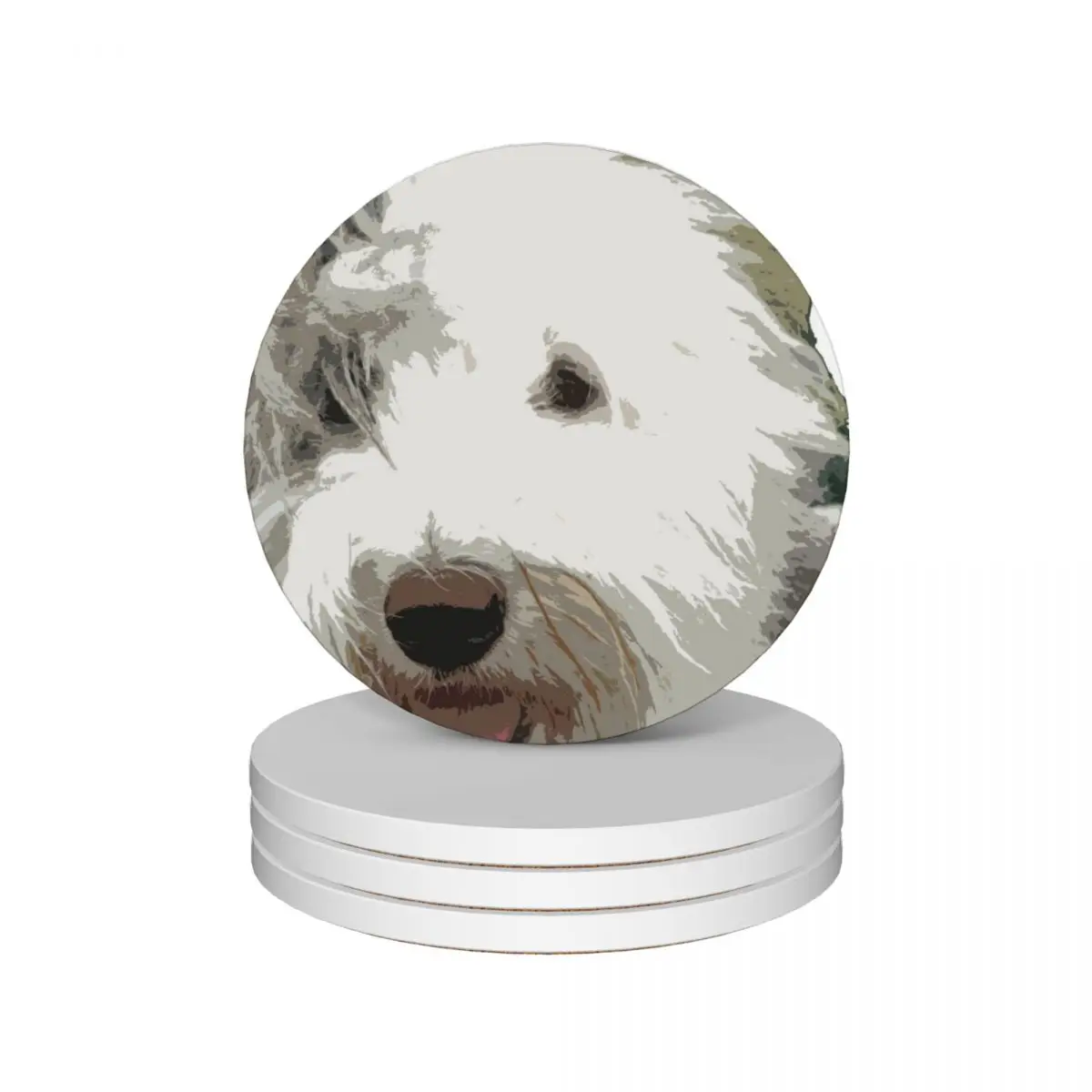 

Old English Sheepdog Ceramic Coasters (Set of 4) for ceramics cute kitchen supplies anti slip cute kitchen Coasters