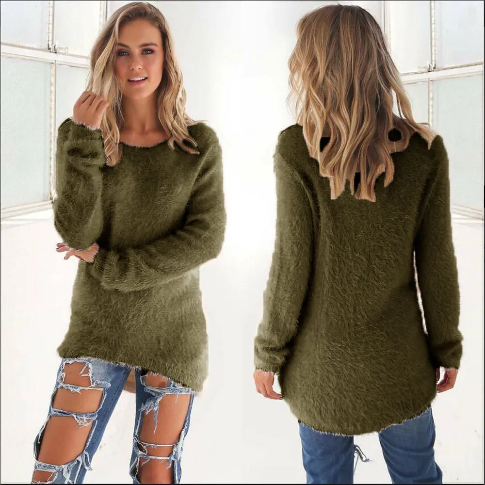 2024 donne maglione caldo primavera o-collo sciolto cotone lavorato a maglia maglione lungo Pullover Casual camicetta Oversize sueteres