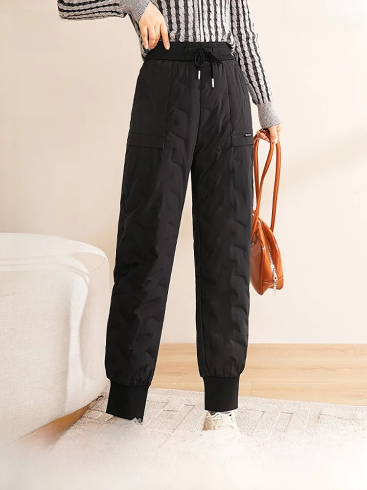 

Snow Flying Women's Goose down Trousers High Waist Thickened Drawstring Fashionable And Warm Winter Long Pants Polyester Fiber