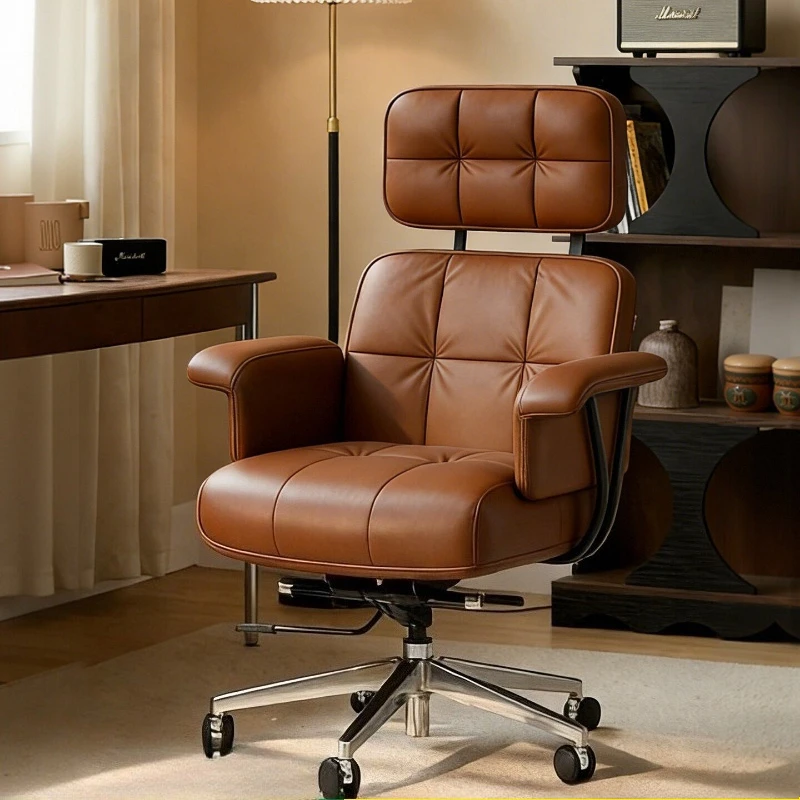 Retro Leather computer chair casual study sedentary comfortable office chair height adjustment silla ergonomíca office furniture