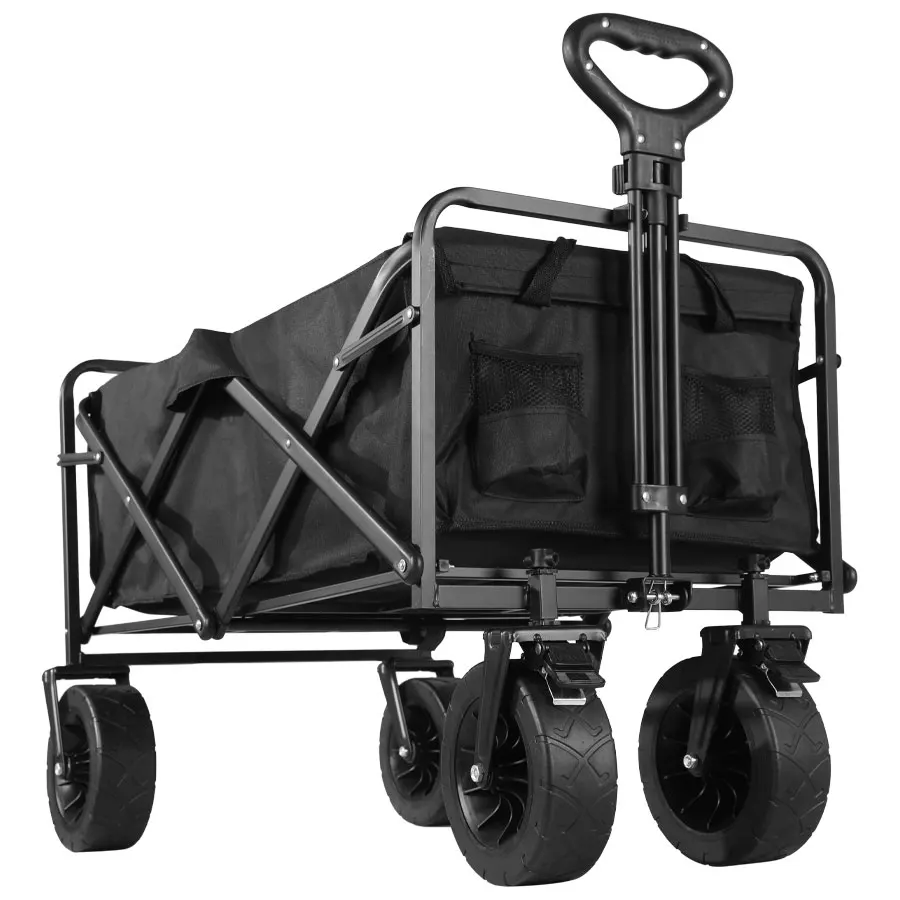Collapsible Folding Utility Beach Cart Wagon Heavy Duty Large Capacity Fold Wagon Ourdoor Trolley Portable Garden Camping Cart