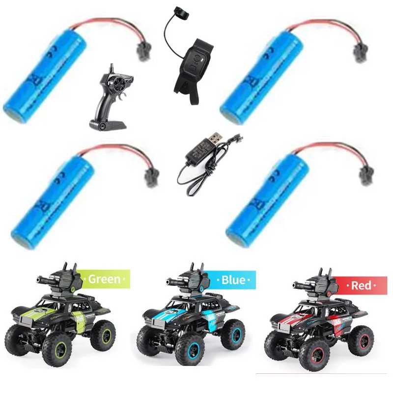 D822 Water Bullet Launch Battle Remote Control RC Car Spare Parts 7.4V 1200mAh Battery USB Charger Remote Control Watch