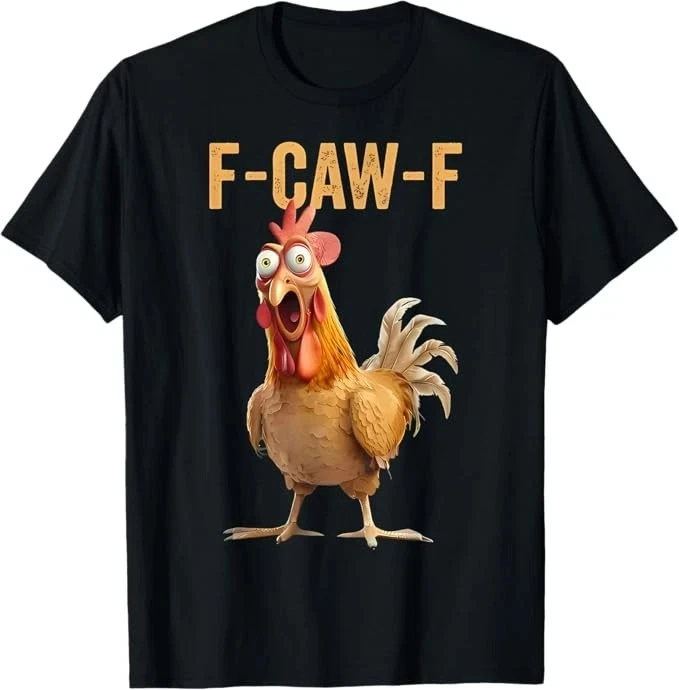

Black Crow F-Caw-F Shirt A Screaming Chicken Funny Trendy Comfortable and Breathable Soft Fashionable Hip Hop Men's Clothing