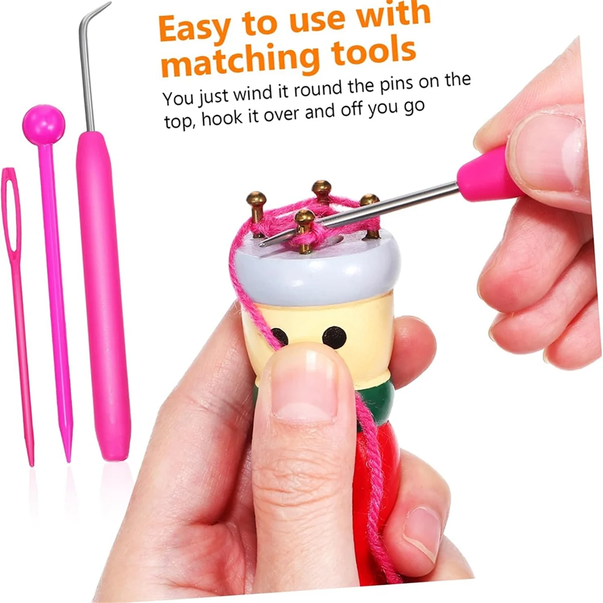 ABXK Doll Weaving Kit 4 Pcs Knitting Dolls Wooden Tools DIY Weaving Toy for Random