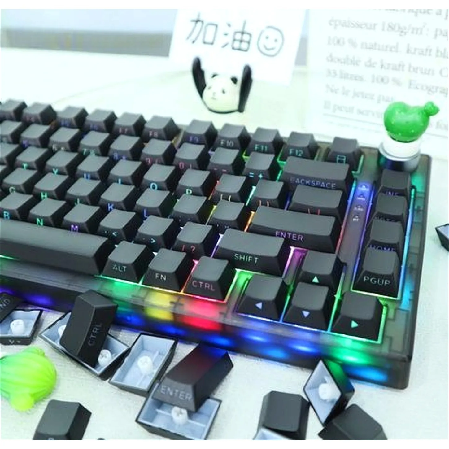 Cherry Keycap Kit PBT Black White Two Side Engraved Characters Translucent 140 Keycap for 60/64/84/98/108 Mechanical Keyboard
