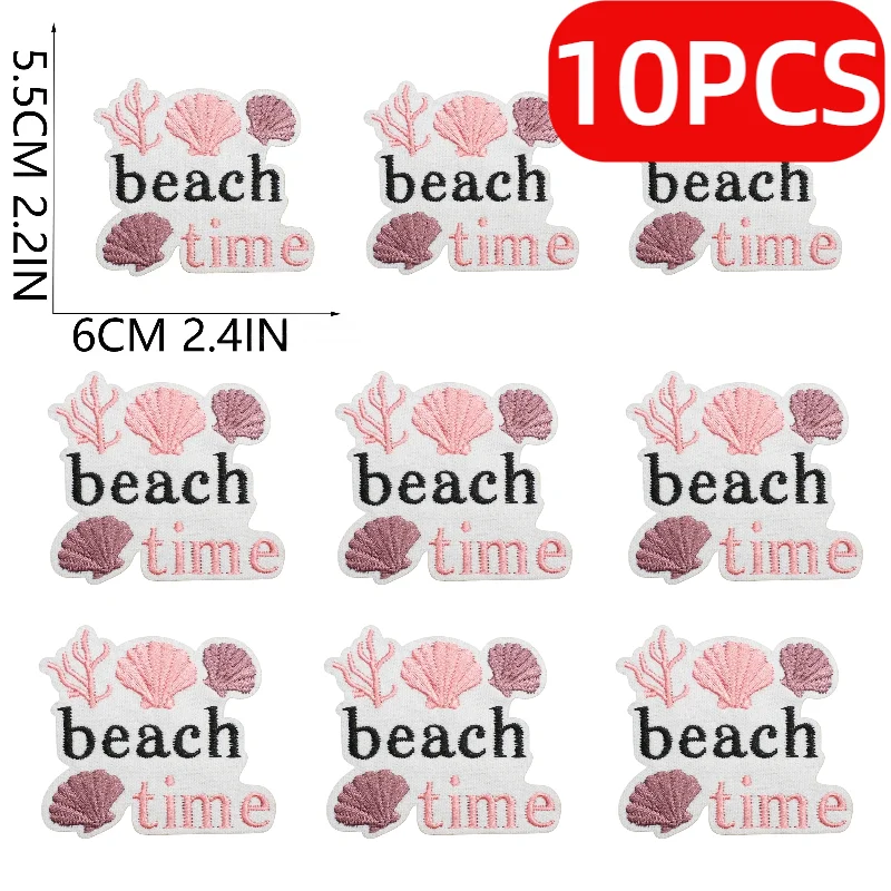 Picture 4: 10/12PCS Wholesale Pink Girl Surf Pie Team Embroidery Cloth Turtle Patch Sticker Bow Shell Decoration Embroideried Big Shark