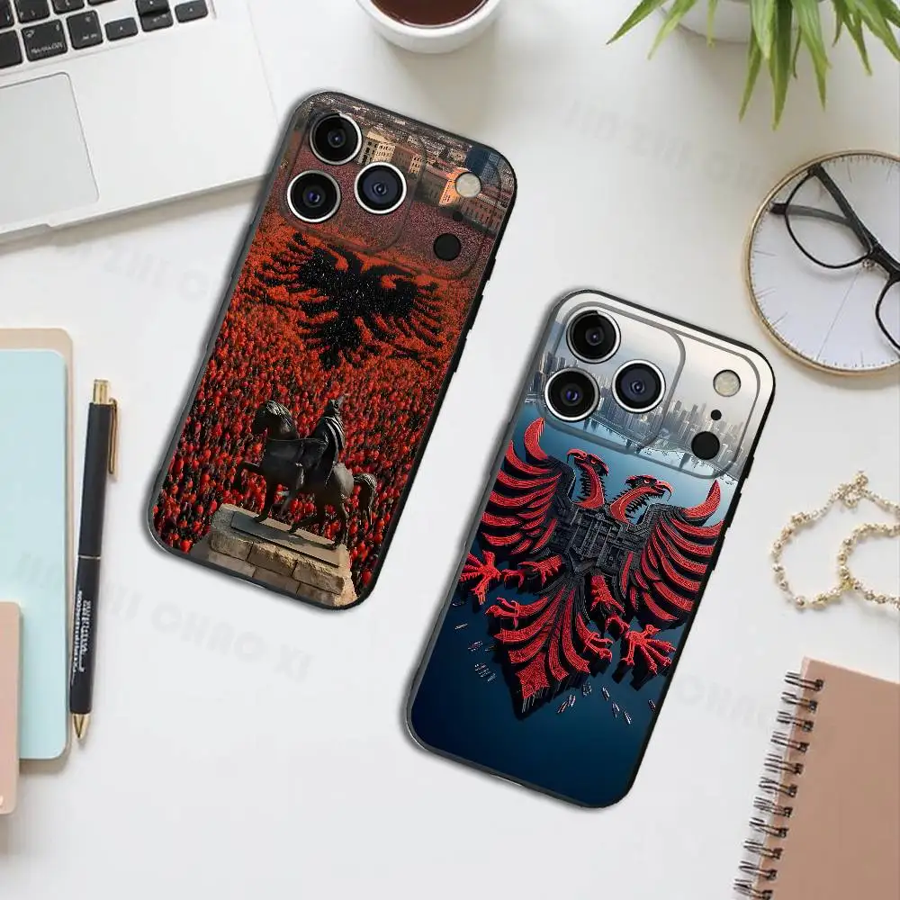 

Albanian Flag Silicone Soft Phone Case For IPhone17 16 15 14 13 12 11 Pro Max Plus X XR SE Cover