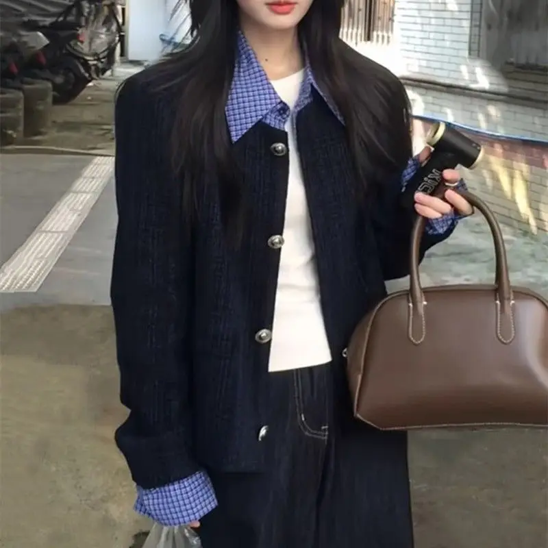 

Женский твидовый жакет на осень, замшевый, минималистичный, элегантный, с вышивкой, приталенный, с длинными рукавами, индивидуальный, женственный