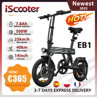 iScooter EB1 Electric Bike, 500W Motor, 36V 7.8AH Lithium Battery, 25KM High-Speed City E-Bike With 14inch Foldable For Adults