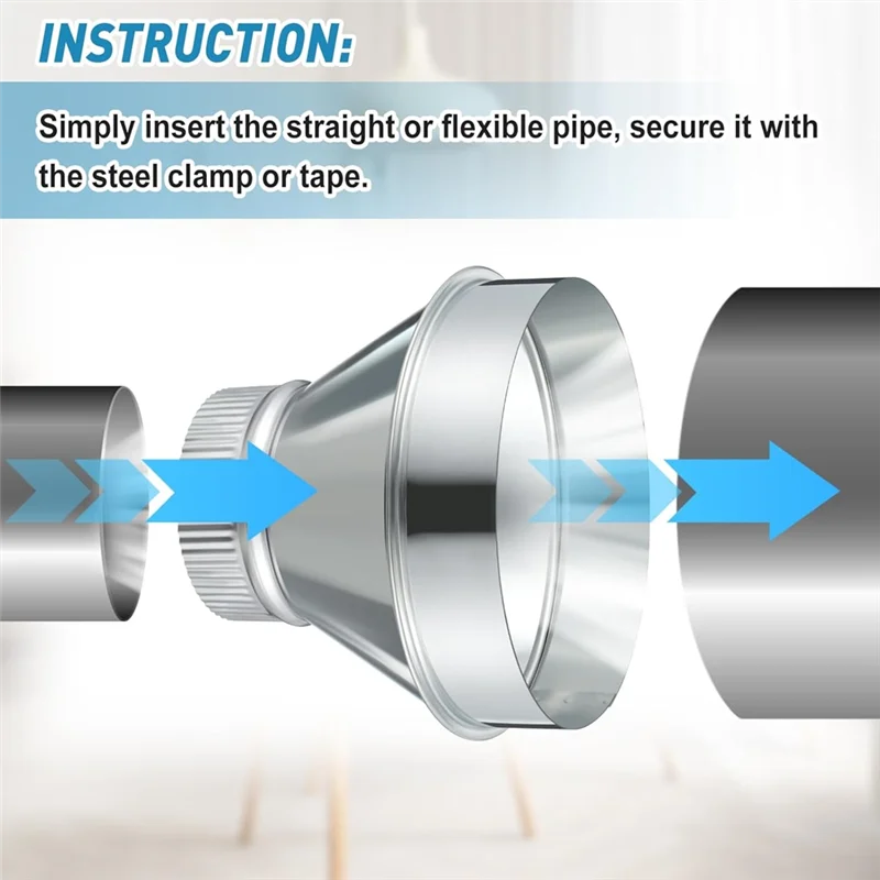 ABNO-Round Crimped Pipe Galvanized Steel Air Duct Adapter 7 Inch To 4 Inch Reducer Increaser For HVAC Ventilation System