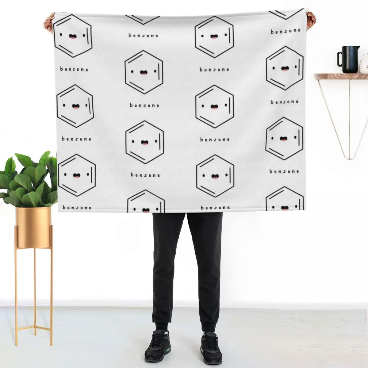 Kawaii Benzene Hydrocarbon Ring Throw Blanket Soft Warm Blanket Gift for Men Women Adults