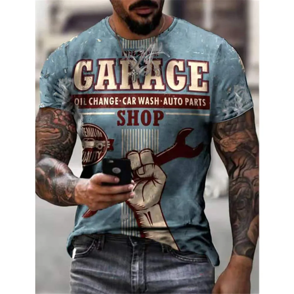 Summer hot sale Castrol retro short-sleeved men\'s T-shirt 3D printing ethnic alphabet Harajuku fashion T-shirt men&