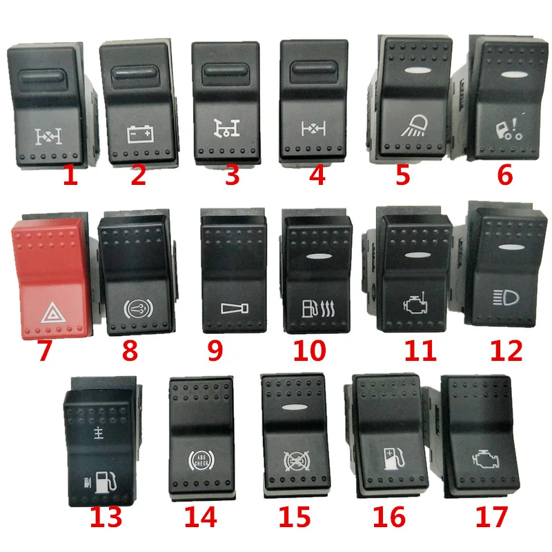 NO.1-6 Rocker Switch Used For CNHTC SINOTRUK HOWO A7 T7H  Cab Dashboard Crisis Switch Headlight Horn Various Switches