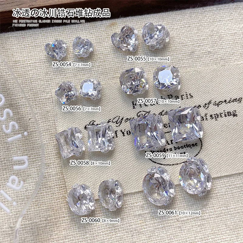 5PCS Clear 3D Stacked Nail Art Rhinestones Crystal Diamonds Pile Charms Jewelry Accessories Manicure Nails Decoration Supplies