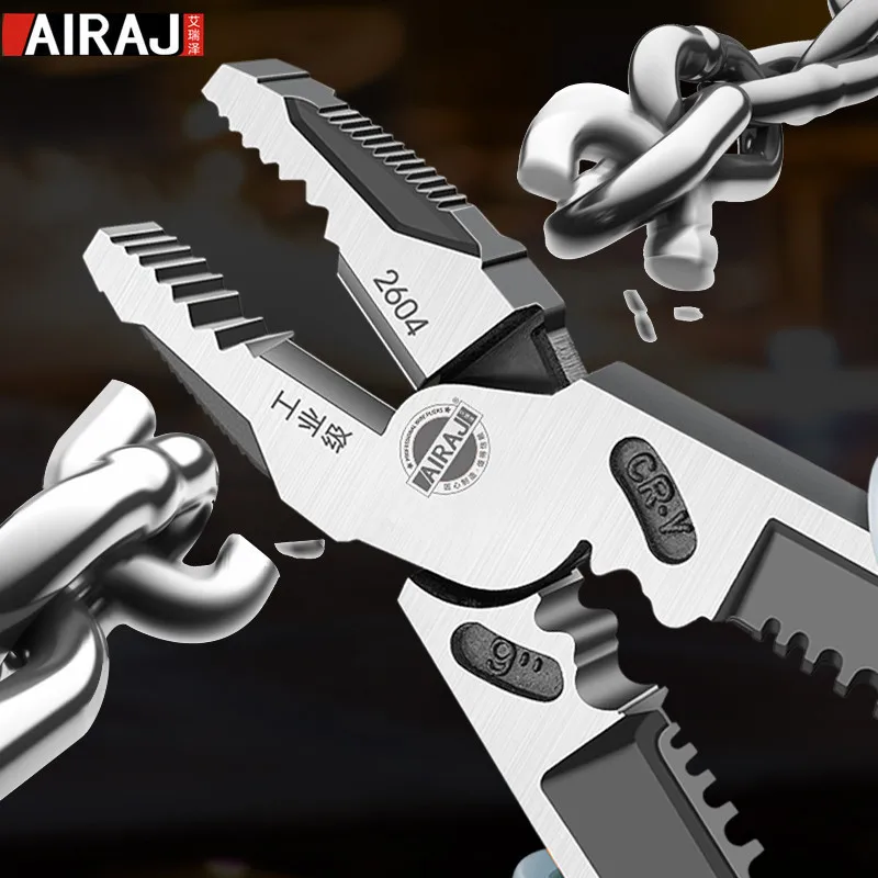 AIRAJ 9 inch Multifunction Pliers Combination Pliers Stripper Crimper Cutter Heavy Duty Wire Pliers Diagonal Pliers Hand Tools