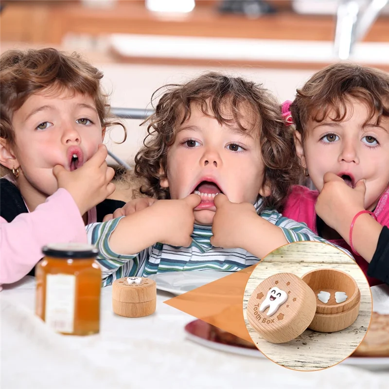 AS96-резной сказочный ящик, деревянный ящик для хранения зубов для контейнера для потерянных зубов, милый держатель для зубов для мальчиков и девочек, детей на день рождения