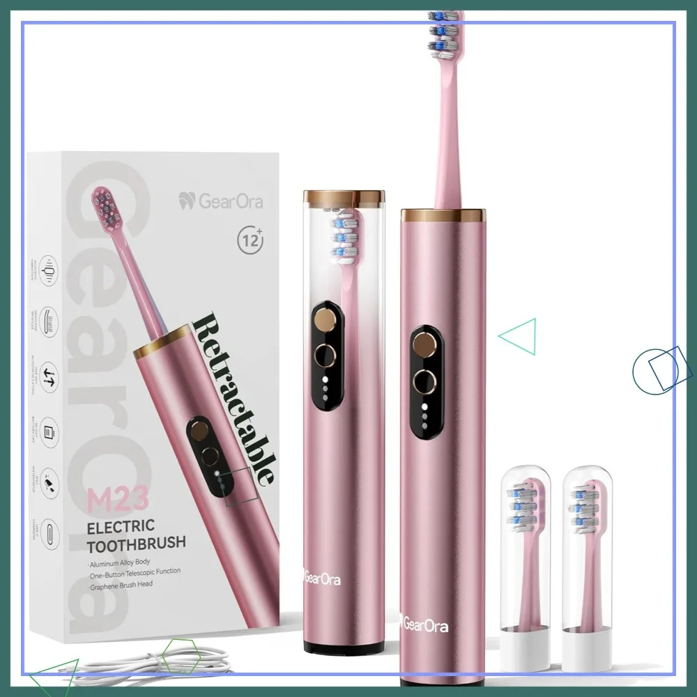 

Retractable Travel Sonic Toothbrush, Aluminum Body, 30-Day Battery, USB-C Charging, IPX7 Waterproof