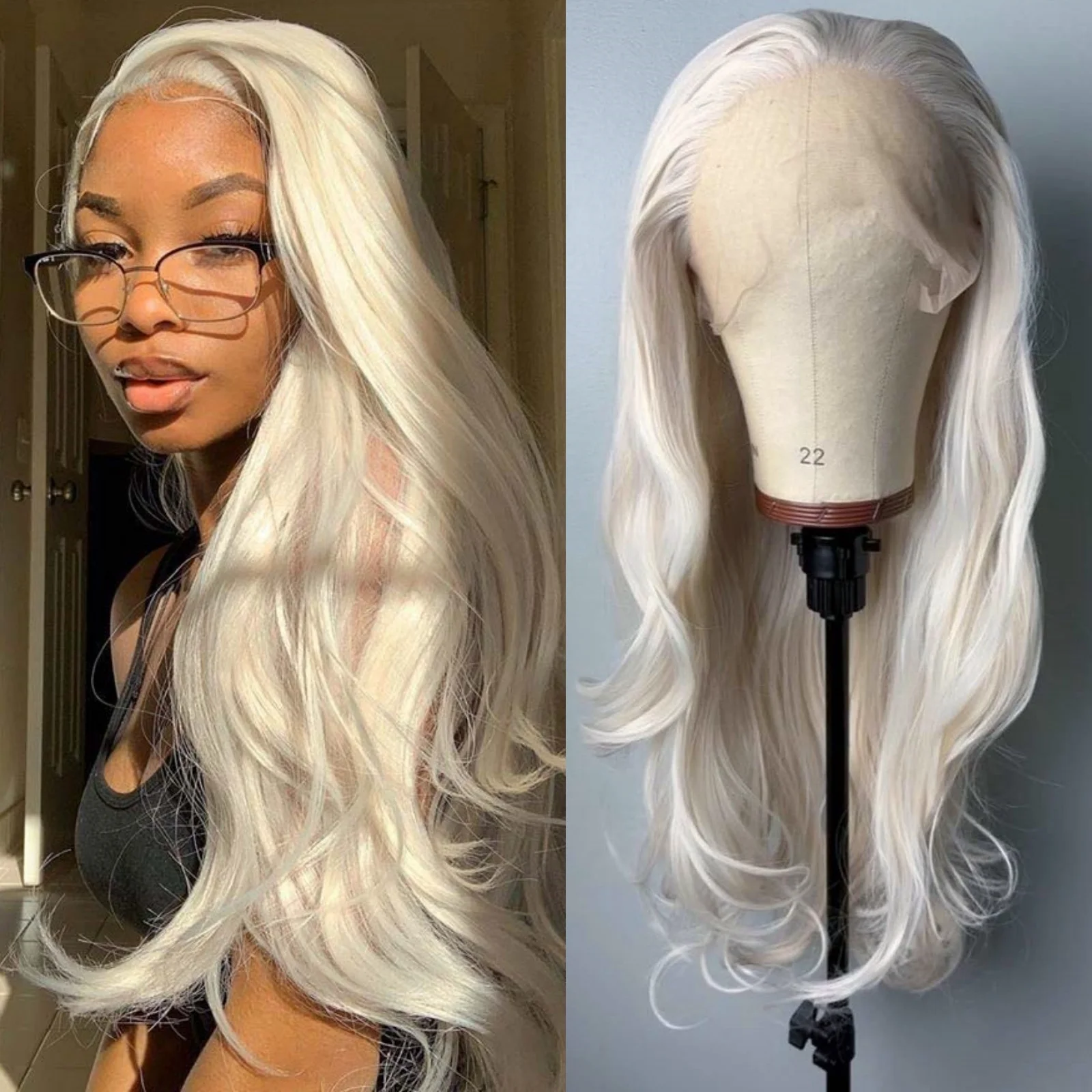 Platinum Blonde Wig Long Curly Wavy Synthetic Lace Front Wig Natural Wave Colored Hair 13X4 Lace Frontal Wigs for Women Party