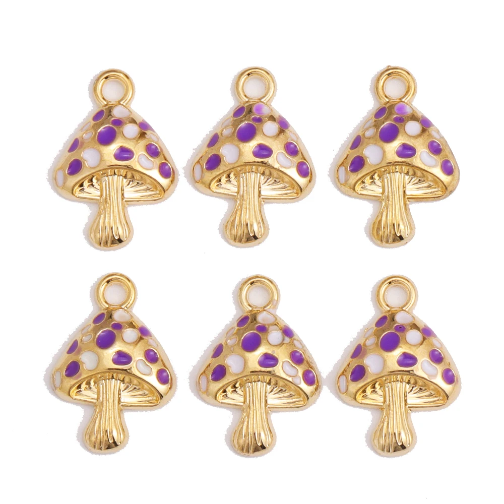 10Pcs Colorful Cute Enamel Red Mushroom Alloy Pendant for Women\'s Earrings Bracelet Jewelry Made of Charm DIY Necklace Ornaments