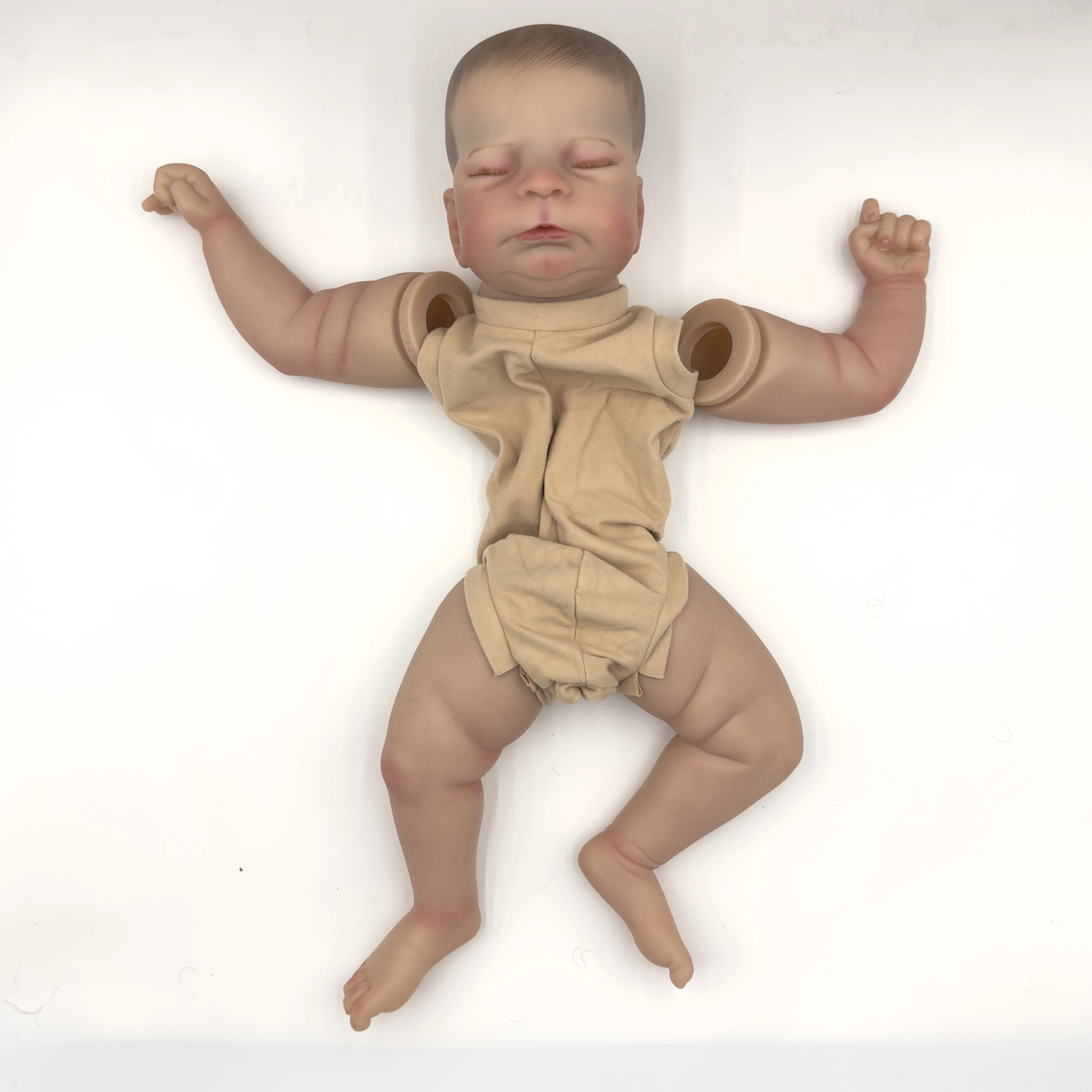 NPK 18inch Already Painted  Timothy Lifelike Reborn Doll Parts Baby 3D Painting with Visible Veins Cloth Body Included