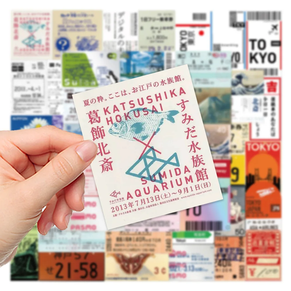 Pegatinas de entradas Vintage japonesas, decoración bonita, maleta de viaje DIY, teléfono, Notebook, bicicleta, guitarra, pegatinas de grafiti, juguete, 10/30/60 Uds.