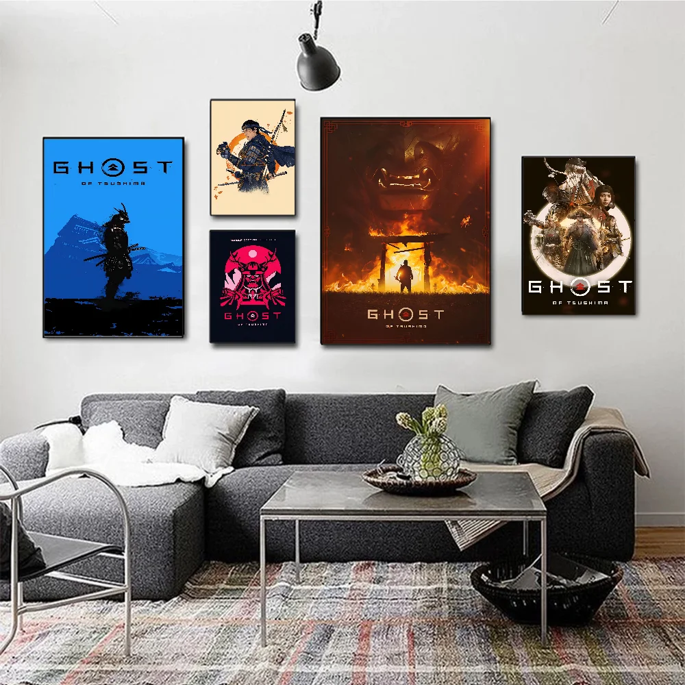 The Game Of Ghost Of Tsushima DIY Sticky Poster Whitepaper Prints Posters Artwork Vintage Decorative Painting