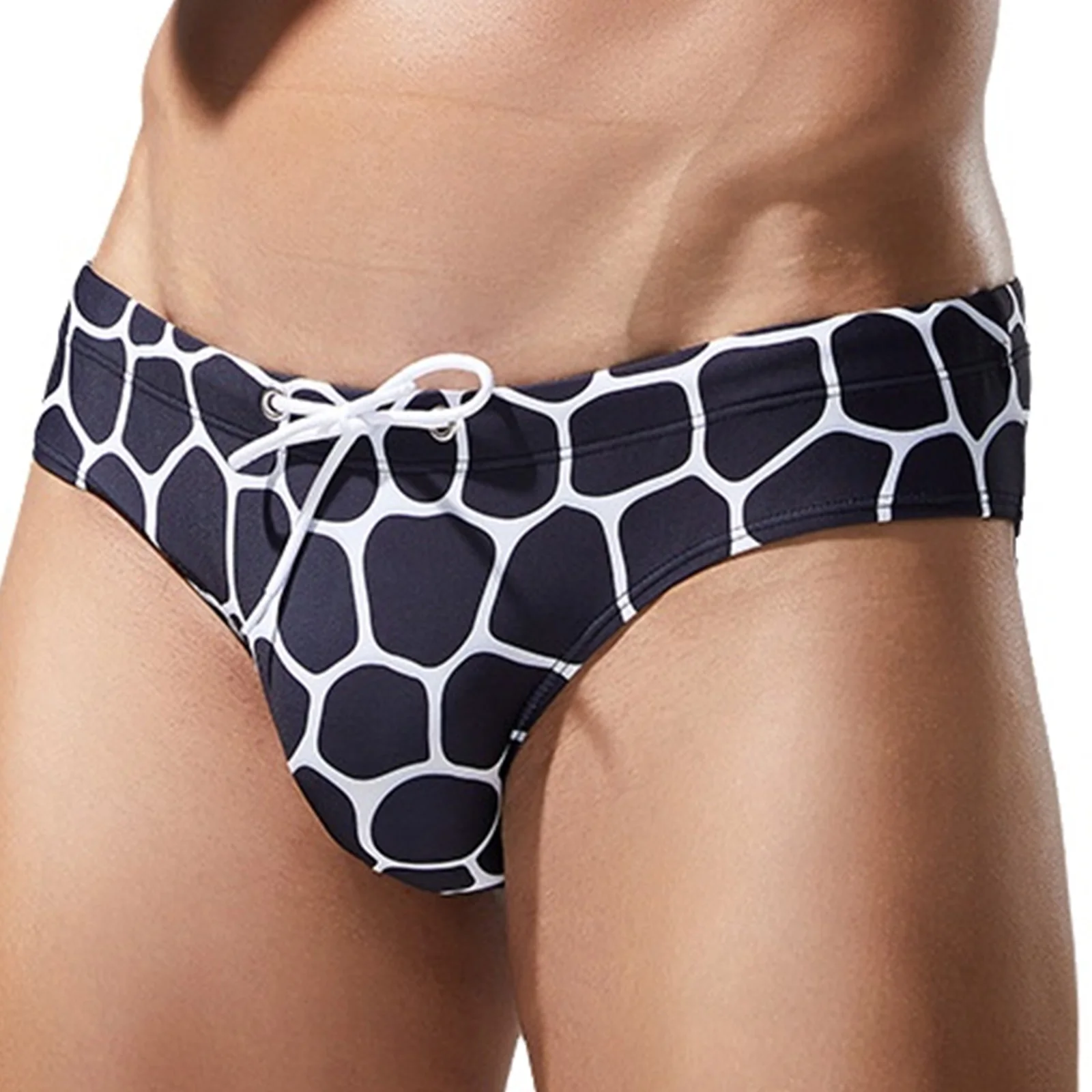 

Men Low Rise Cobble Graphic Briefs Swim Trunks Sexy Stretchy Drawstring Waist Underwear Panties for Beach Swimming Pool Vacation