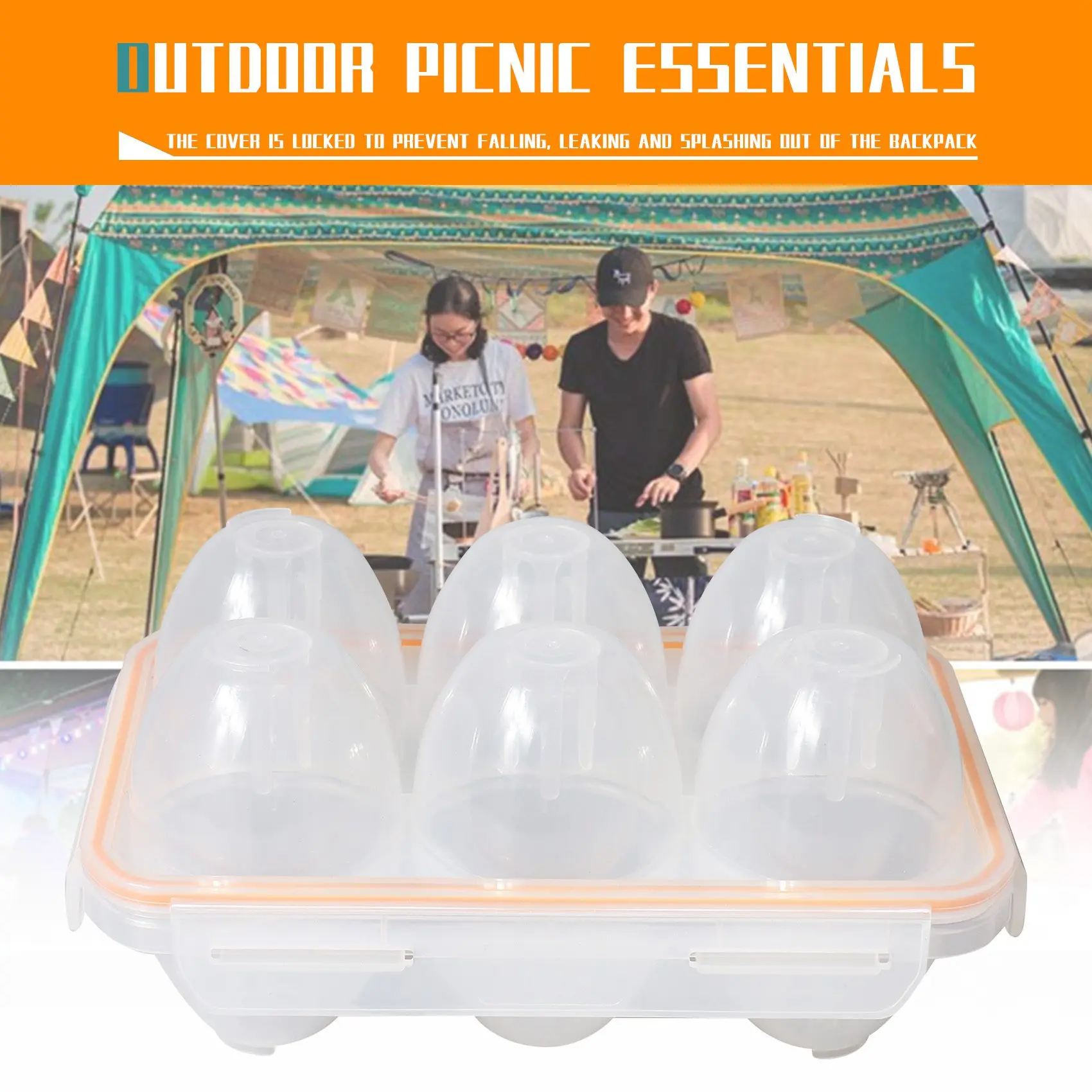 Portable Camping Shockproof and Leakproof 6 Eggs Carrier Container Case Eggs Carrier Holder Egg Storage Box Case