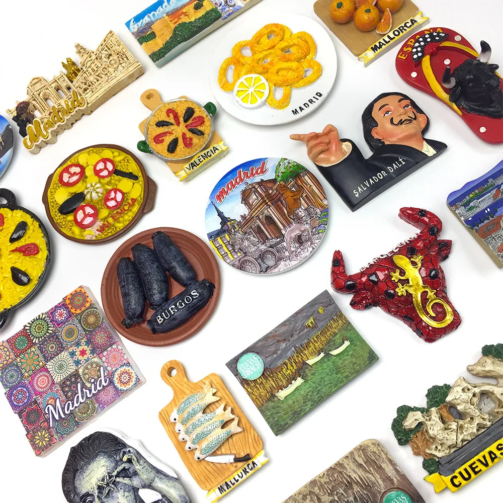 Spain 3D Fridge Magnets Tourism Souvenir Resin Home Refrigerator Magnets Sticker Collection Handicraft Gift Decoration Articles