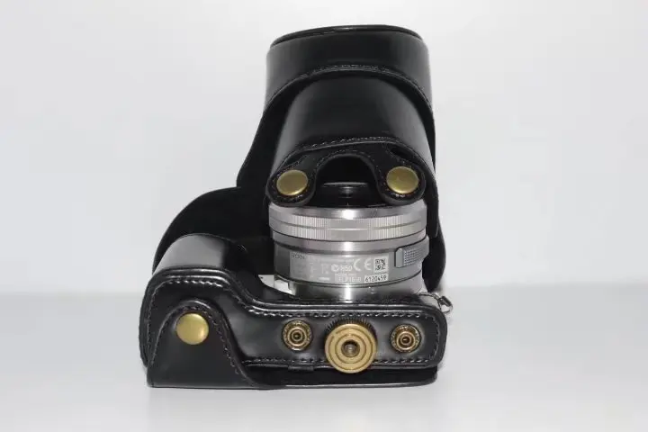 حافظة كاميرا من الجلد الصناعي لهواتف سوني nex-5t ، 5r ، nex5n ، nex5t ، nex5c ، nex5r ، عدسة 18-55 مللي متر