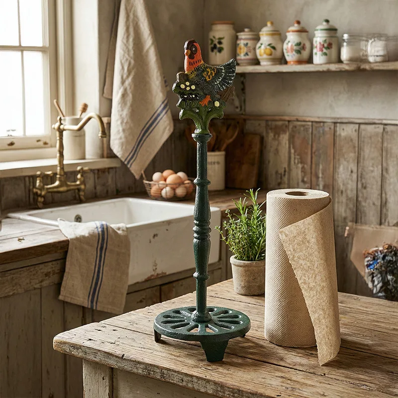 Nordic Cast Iron Craft Hen Tissue Holder Kitchen Restaurant Paper Towel Holder Home Decoration Toilet Paper Holder