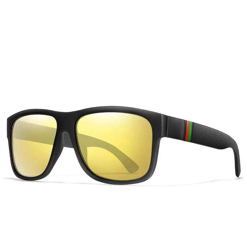 Klassische Herren-Sonnenbrille mit quadratischen polarisierten Gläsern, Outdoor-Fahren, Radfahren, Laufen, Schutzbrille, Vintage, großer Rahmen, UV400 – Detail 5