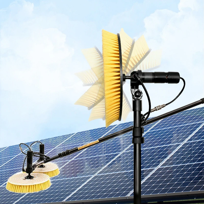 Telescoping Pole Jinko Longi Trina Solar Panels Cleaning Brushes Rotative Brush , Solar Panel Cleaning Machine