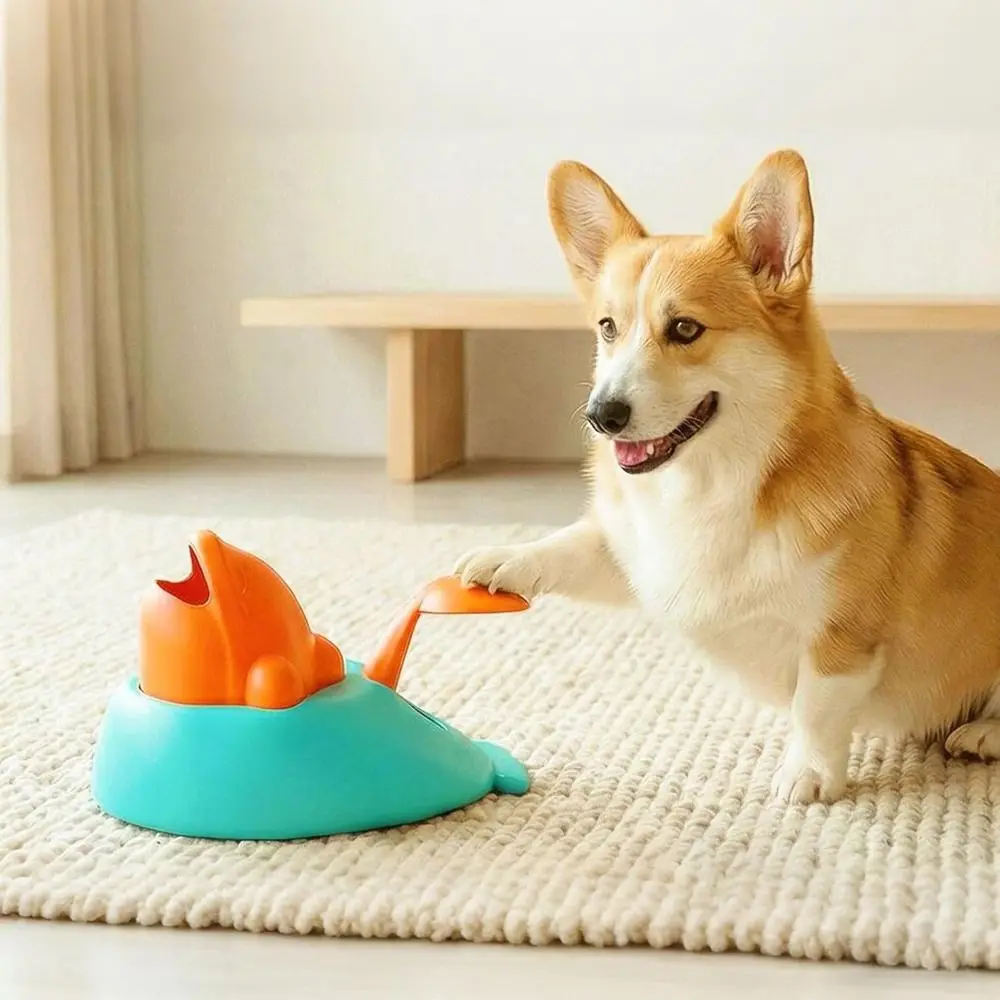 Whale Shape Pet Treat Dispenser Toy Anti-slip Base Press Mechanism Food Puzzle Toy Plastic Pet Feeding Machine Puppy Training
