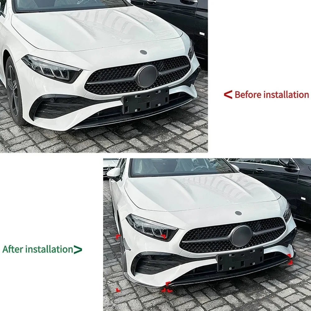 Front Lip Front Wind Blade Corner Modificatio for Mercedes Benz A-Class W177 A180 A200 A35 2023+ AMG Front Bumper Decoration