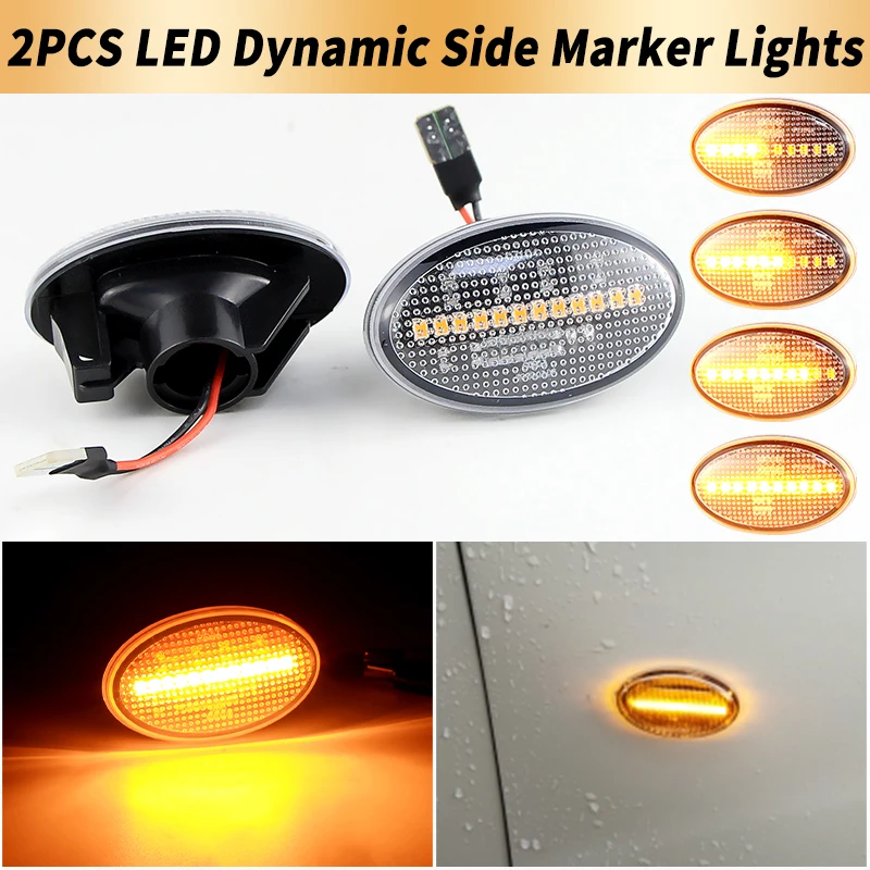 

2PCS Clear Lens LED Turn Signal Lights Side Marker Lamps Canbus For Mercedes Benz Smart Vito W639 W447 A-Class W168 Citan W415