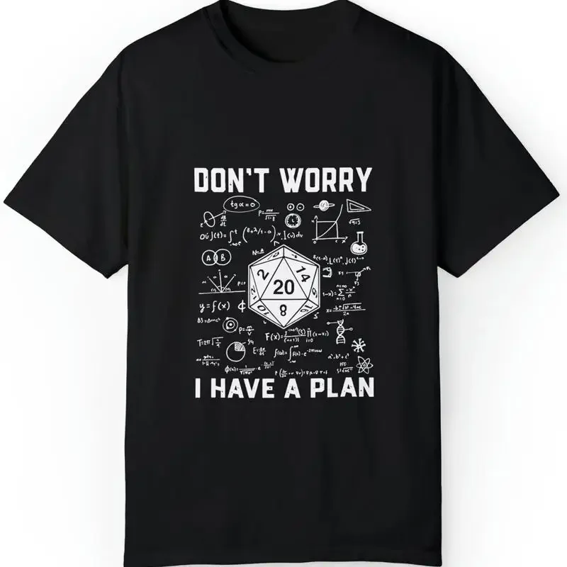 Men's Casual Cotton T Shirt with Geometric Print Don't Worry I Have a Plan ò