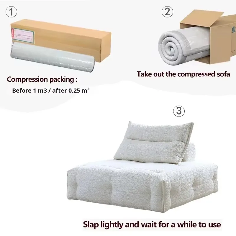 Compressed vacuum tofu block inflatable environmentally friendly sofa bed set PU fabric square simple living room apartment hote