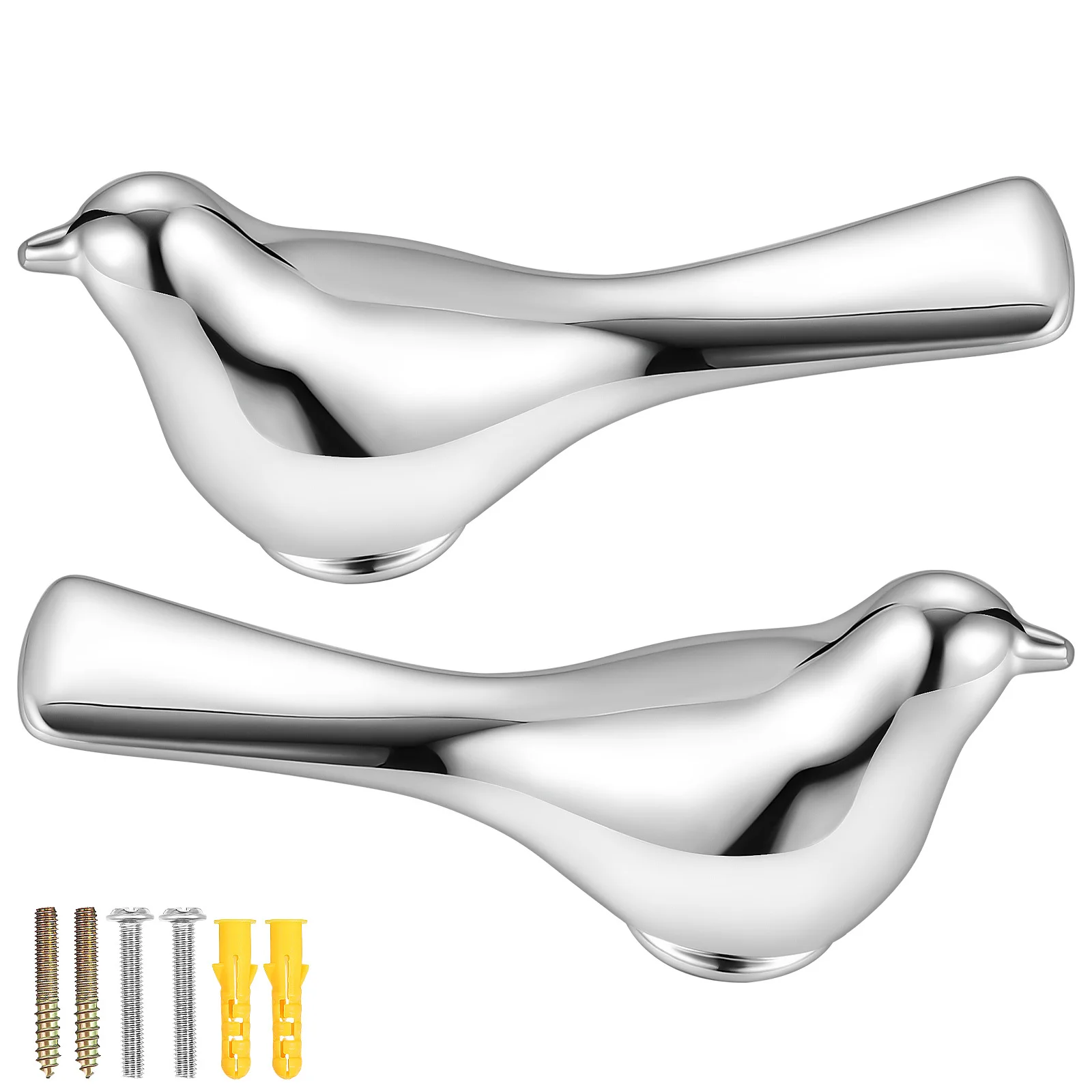 

2Pcs Polished Bird Design Cabinet Handles Robust Zinc Alloy Construction Easy Install Drawer Pulls Wardrobe Door Hardware