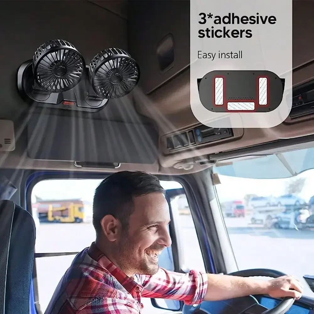 مروحة سيارة 5 فولت - مروحة تبريد USB مزدوجة الرأس قابلة للتعديل بسرعتين للسيارات الداخلية (ملحقات السيارة لتنظيم الرياح) #6