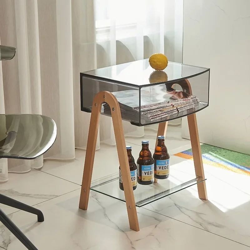 

Nordic Light Luxury Acrylic Living Room Side Table Modern Simple Storage Bedroom Net Celebrity Designer Bedside Table