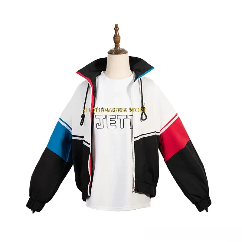 게임 Valorant Jett 코스프레 의상 화이트 자켓 코트 티셔츠 의상 할로윈 카니발 슈트