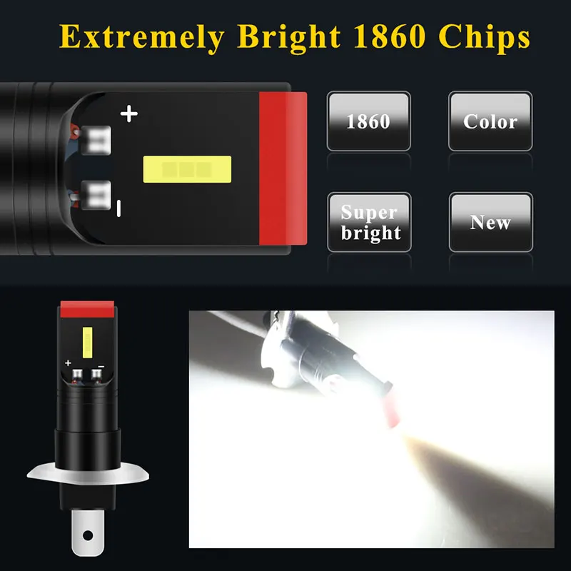 2pcs Car Fog Light H1 H3 880 881 1860SMD Super Bright Led Bulb Auto Daytime Running Light 6V-36V 6000K White 3000K Yellow